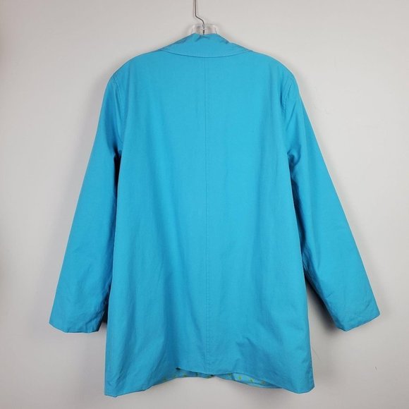 Jones New York Reversible Blue Dots Trench Coat M - Picture 8 of 13